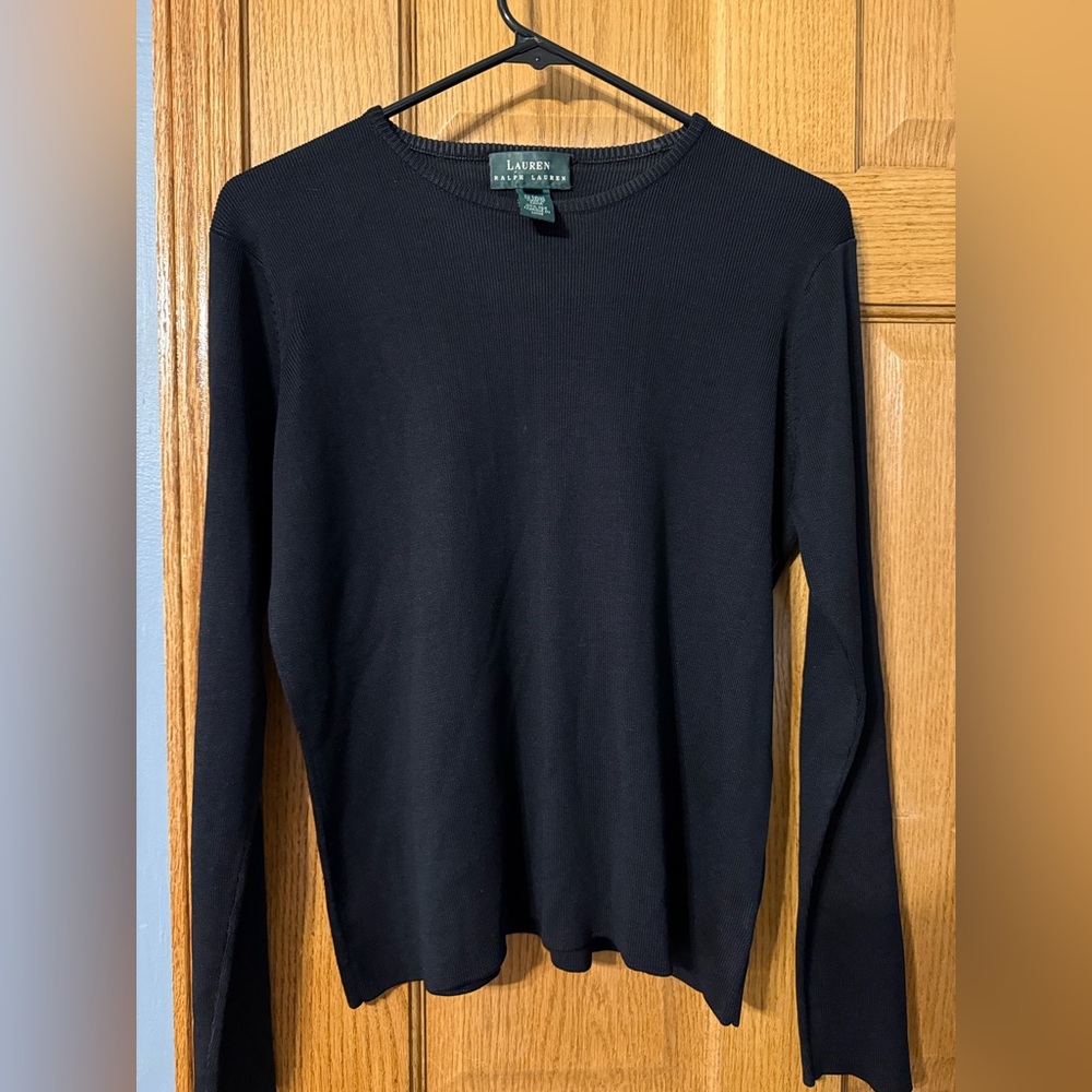Ralph Lauren 100% Silk Black Long Sleeve Shirt